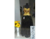 бална рокля златно и черно сияеща с декоративни кристали