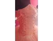 ВИП бална сватбена рокля богато орнаментирана УЛТРА обемна в пепел от рози