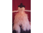 ВИП бална сватбена рокля богато орнаментирана УЛТРА обемна в пепел от рози