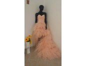 ВИП бална сватбена рокля богато орнаментирана УЛТРА обемна в пепел от рози