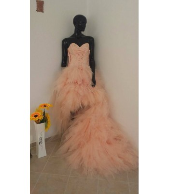 ВИП бална сватбена рокля богато орнаментирана УЛТРА обемна в пепел от рози ВИП бална сватбена рокля богато орнаментирана УЛТРА обемна в пепел от рози