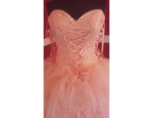 ВИП бална сватбена рокля богато орнаментирана УЛТРА обемна в пепел от рози