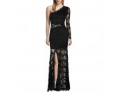 дантелена рокля с едно рамо и полупрозрачен дизайн