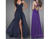 бална рокля с нестандартен дизайн и гол гръб 