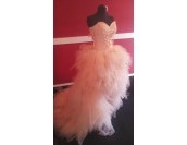 ВИП бална сватбена рокля богато орнаментирана УЛТРА обемна в пепел от рози